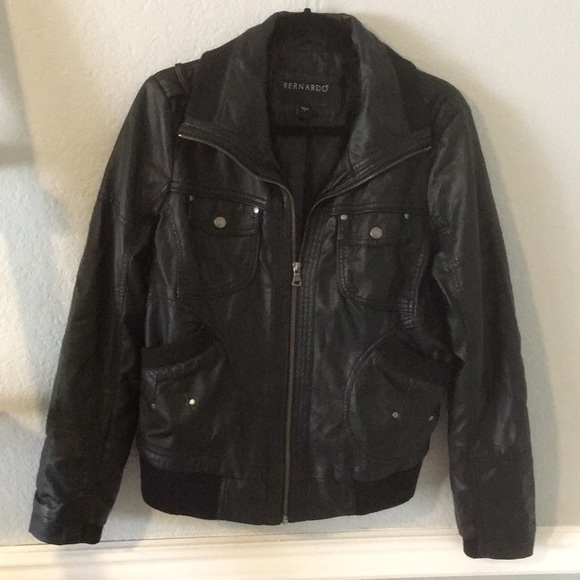 bernardo black leather jacket